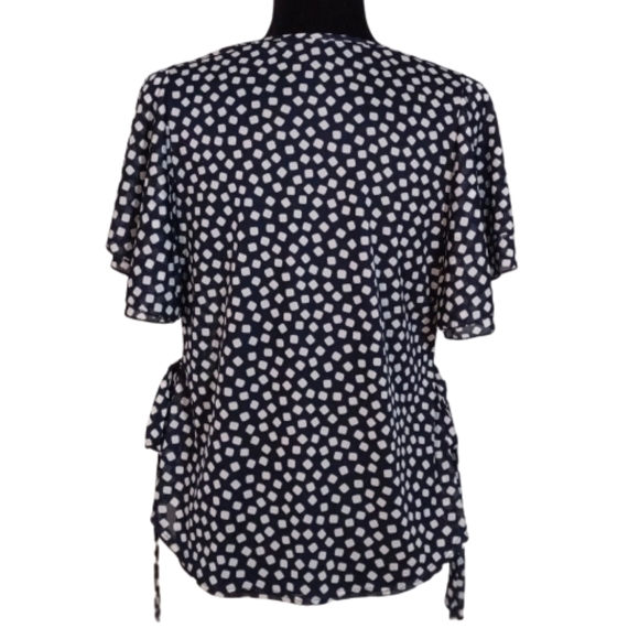 Unbranded Polka Dot Top With Side Tie And Flutter Sleeve Size Small - Picture 2 of 6